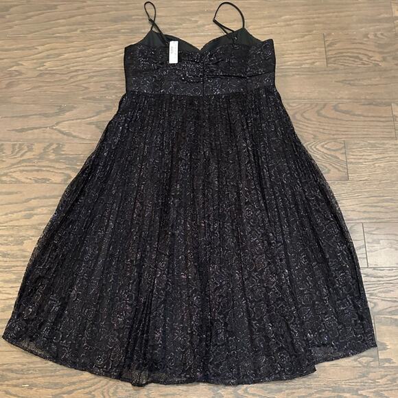 J. Crew Pleated Midi Dress in Metallic Lace Size 16 NEW - Picture 1 of 9